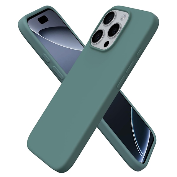 iPhone 16 Pro Max - Elegant & Stöttåligt Silikonskal Mörkgrön
