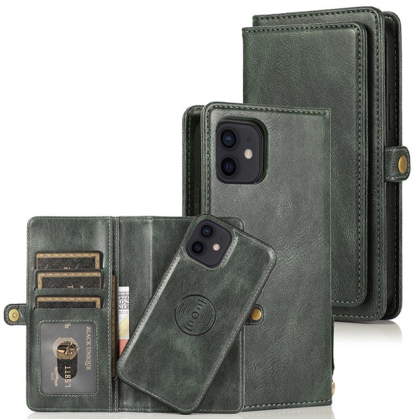 iPhone 12 - Stilig 2 i 1 lommebokdeksel Mörkgrön