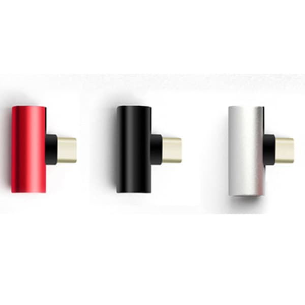 Type-C Audio Adapter AUX 3.5 + Type-C Port Röd