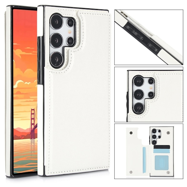 Samsung Galaxy S25 Ultra - Stilrent Skal med Kortfack Vit