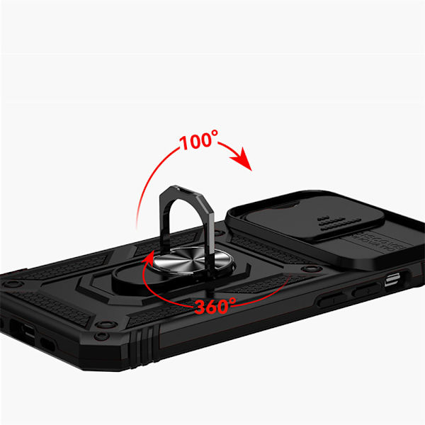 iPhone 14 - Extra Skyddande ARMOR Skal med 360° Ringhållare Silver