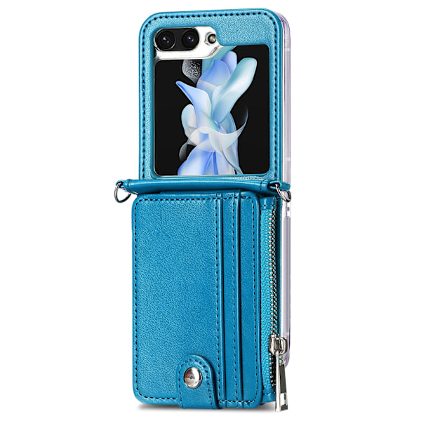 Samsung Galaxy Z Flip 6 Elegant Skal med Rem och Kortplats Lila