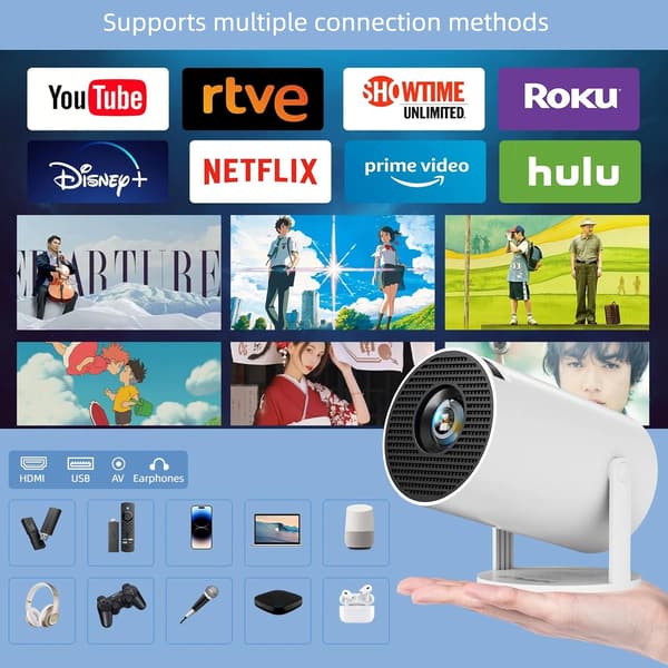 HY300Pro  Smart projektor med Android TV & 350 ANSI Vit