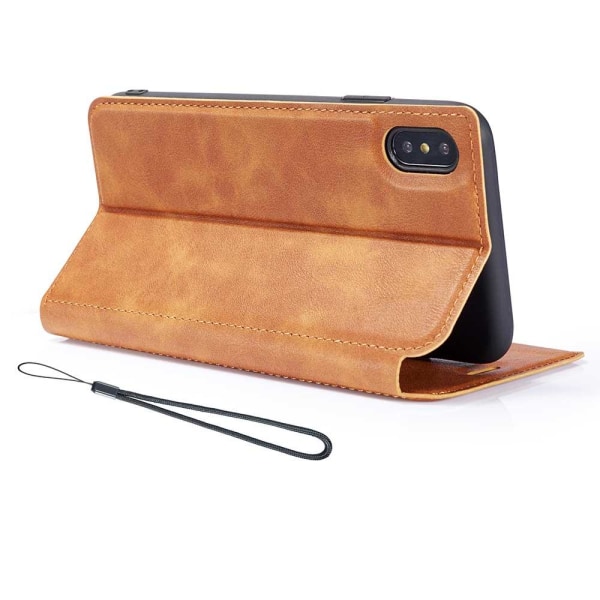 iPhone XS Max - Praktiskt Vintage Plånboksfodral Svart