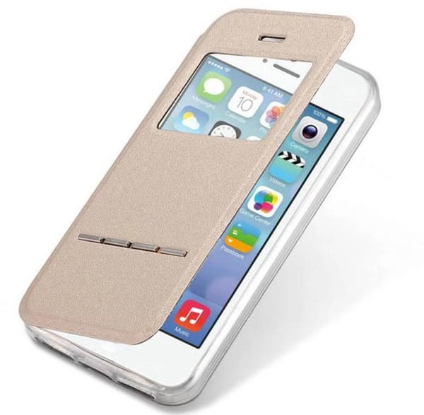 iPhone 7 Smartfodral Elegant med Fönster & Svarsfunktion Roséguld