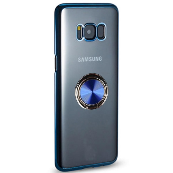Samsung Galaxy S8 - Skyddande Silikonskal Ringhållare Svart Svart