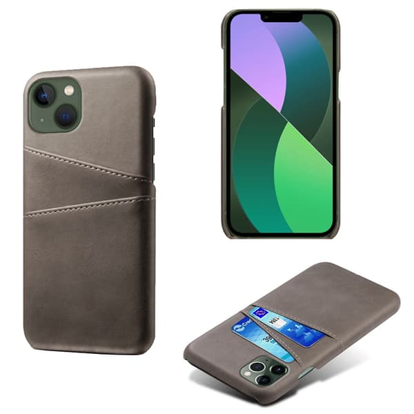 iPhone 15 - Slimmat PU-läderfodral med 2-kortfack Brun
