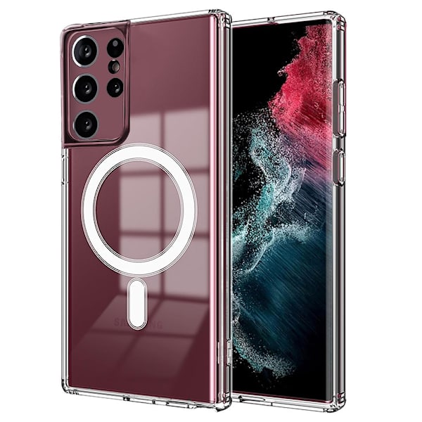 Magnetiskt trådlöst laddningsskal i PC-material för Galaxy S21 ultra Transparent