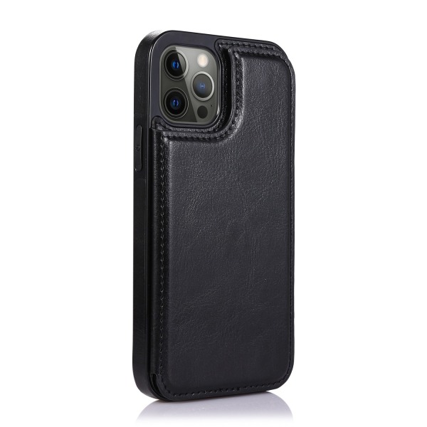 Elegant Skyddande läderfodral för iPhone 15 Pro Max Black