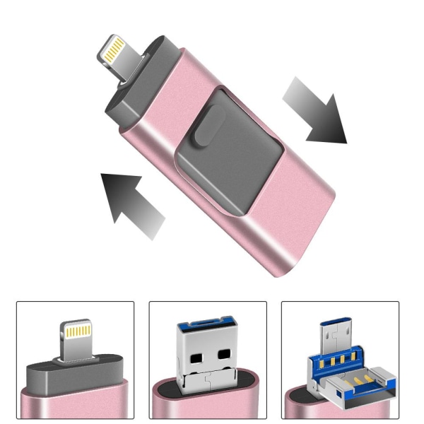 USB/Lightning Minne - Flash (Spara ner allt från telefonen!) Silver