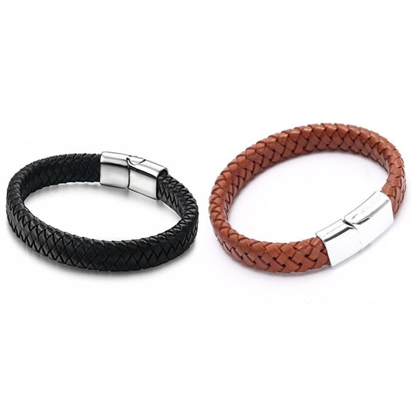 Bekvämt PU-Läder unisex armbånd Brun 19CM