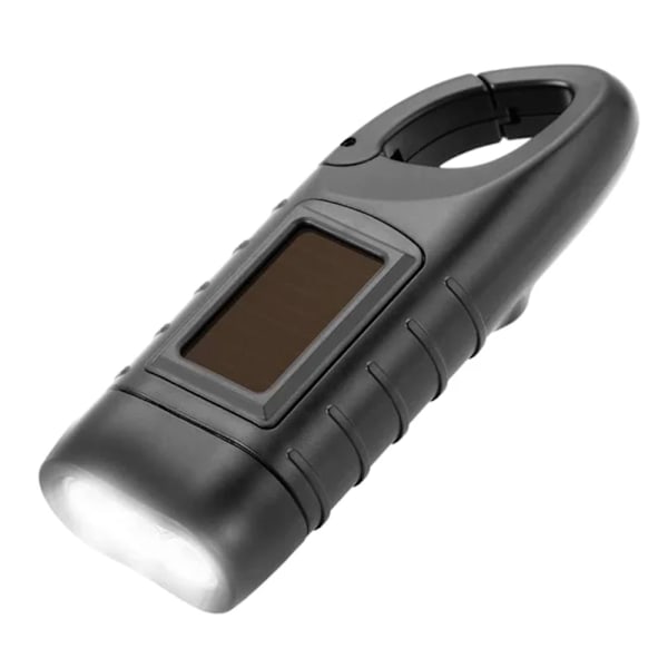 Solcellsdriven & Handvevad Mini LED Ficklampa - Din Pålitliga Partner för Alla Äventyr Svart