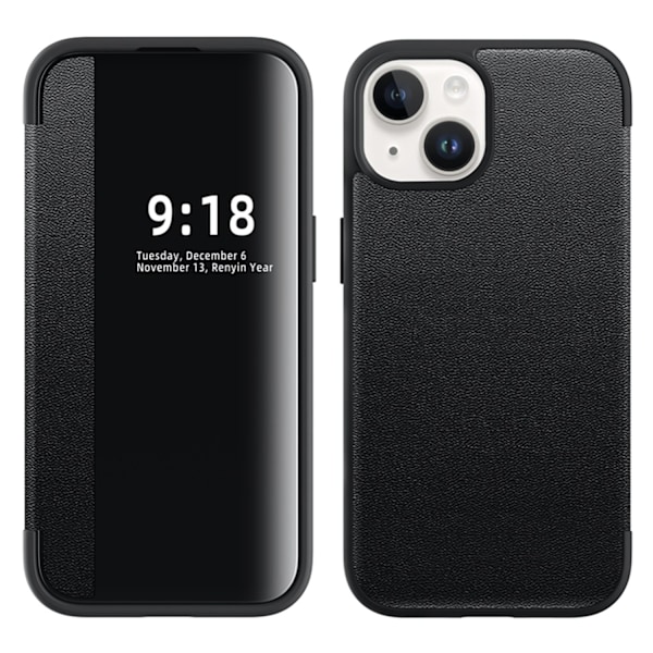 iPhone 13 mini - Skyddsfodral med Fönster och Fack Svart