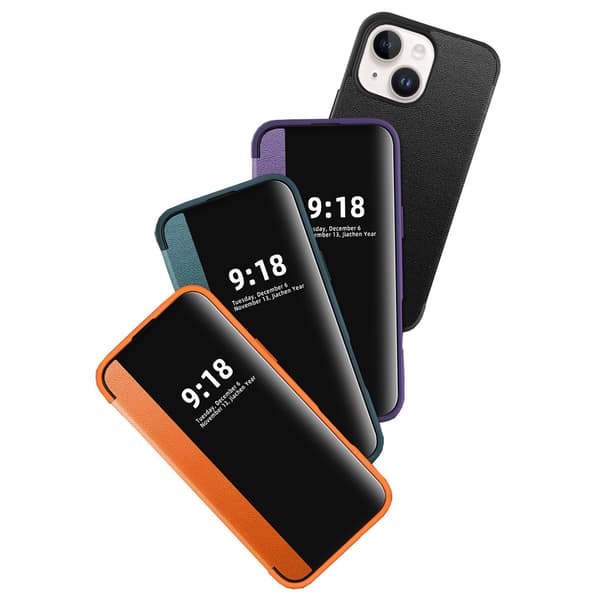 iPhone 14 Fodral med Fönster & SIM-Förvaring Grön