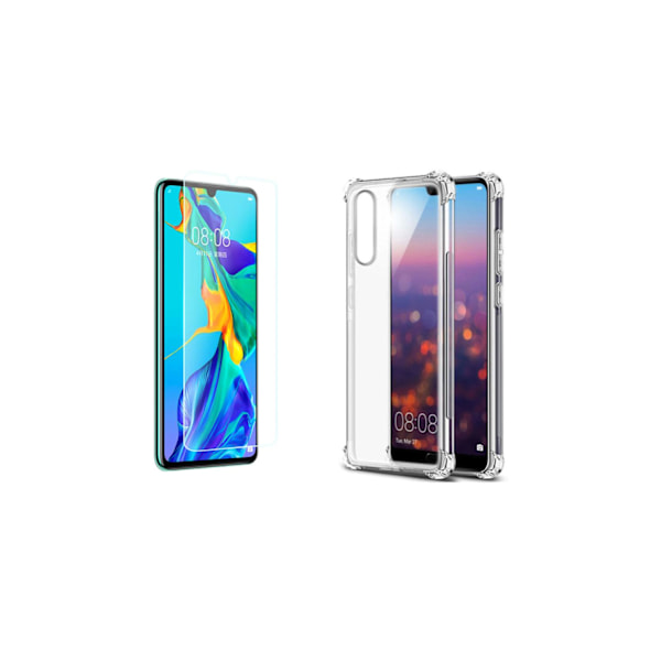 Huawei P30 - Stötdämpande Skyddsskal med Skärmskydd Transparent