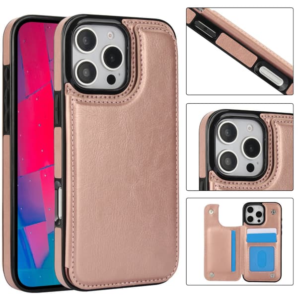iPhone 16 Pro - Stilrent Skal med Plånbok/Kortfack Roséguld
