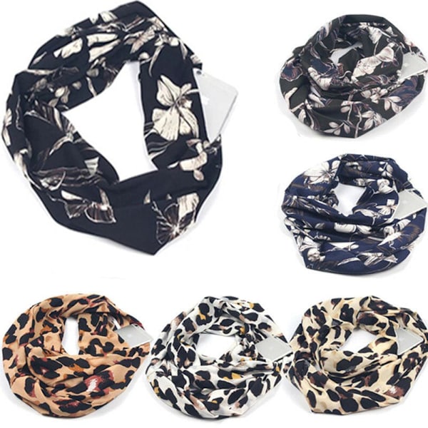 Bekväm Tunn Ringhalsduk Khaki Leopard