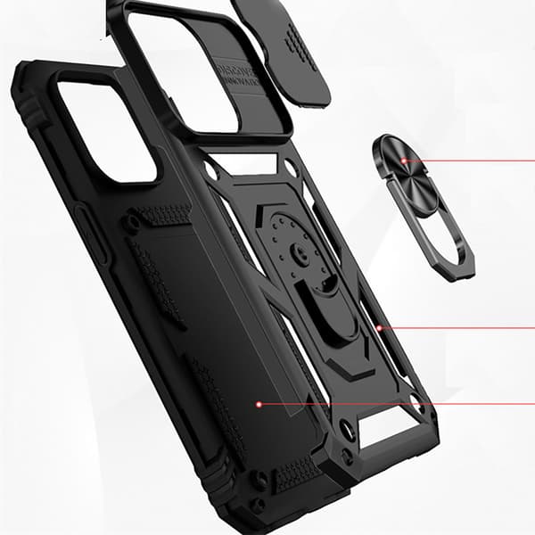 iPhone 13 Mini - Elegant Skal med Inbyggd Ringhållare för Ultimat Grepp Blå