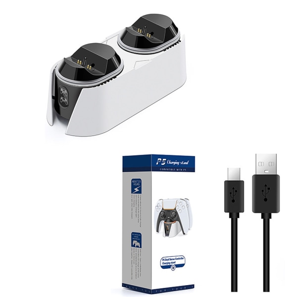 RGB-kontrollerladdningsstation för PlayStation 5. Snabb laddning med LED-indikator. White