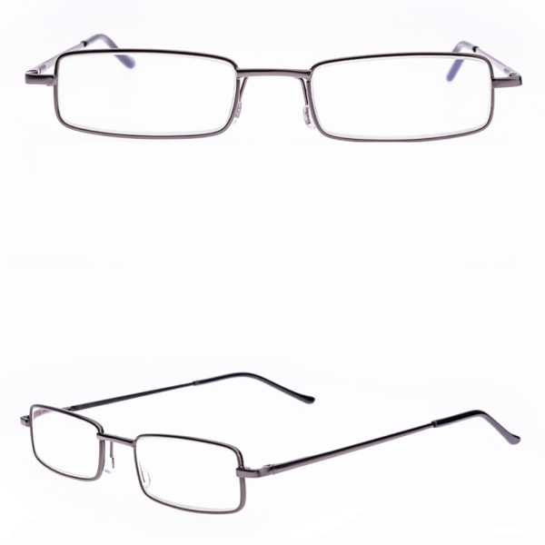 Læsebriller med styrke (+1.0-+4.0) Bærbar metalæske UNISEX Grå +4