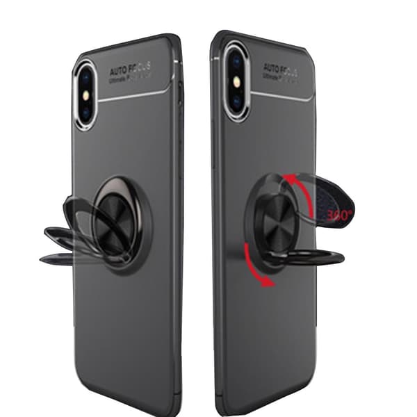 iPhone X - AUTO FOCUS - Skal med Ringh�llare Svart/Blå