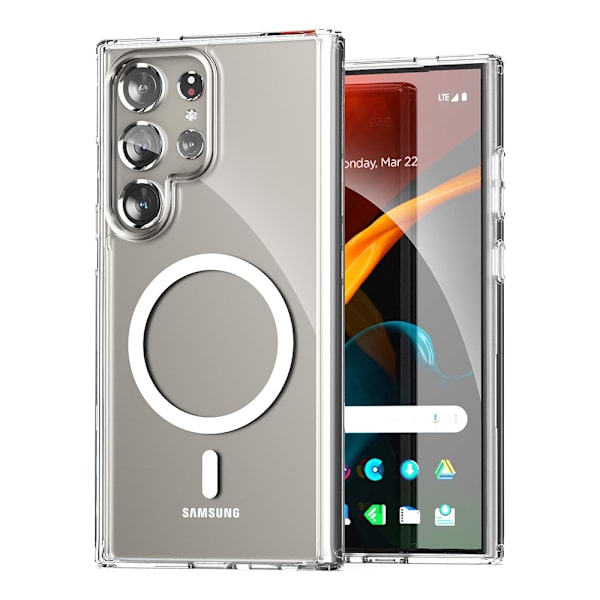 Galaxy S22 ULTRA - Magneettinen langaton latauskotelo iskunkestävällä Transparent