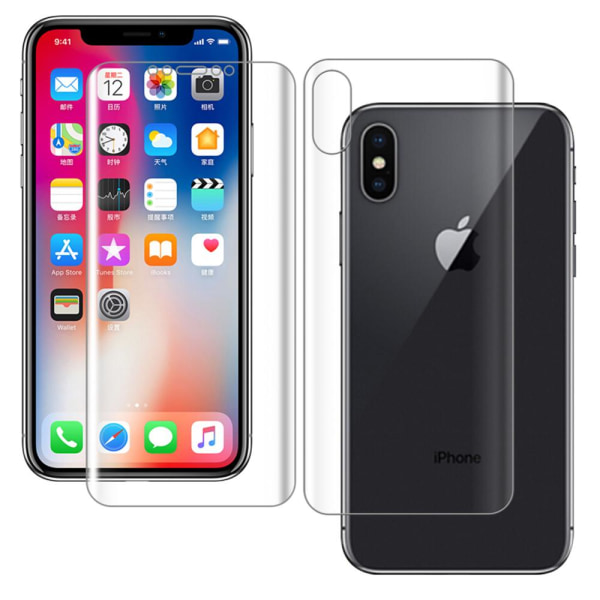 iPhone X/XS 2-PACK skjermbeskytter foran og bak 9H Nano-Soft Transparent/Genomskinlig