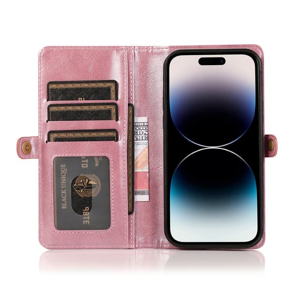 Elegant plånboksfodral i läder för iPhone 15 Pro Max Brun