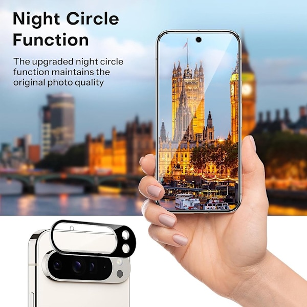 Google Pixel 9 Pro - 2.5D Framsida Svart + Kameraskydd i 1 Set
