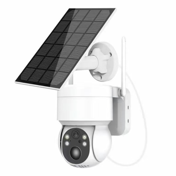 Højkvalitets overvågningskamera + solpanel Vit