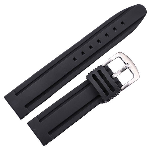 Silikon Gummi Klockarmband Svart 20MM