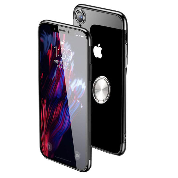 iPhone XR - Praktiskt Silikonskal med Ringhållare (FLOVEME) Silver