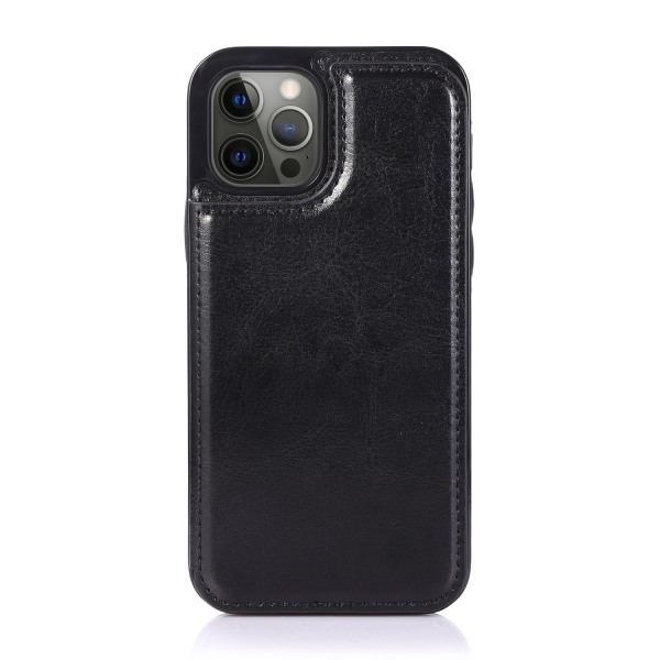 Elegant Skyddande läderfodral för iPhone 15 Pro Max Black