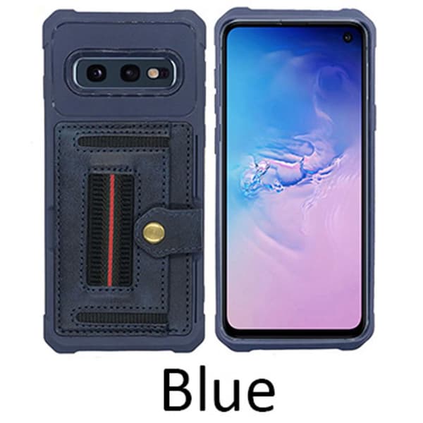 Samsung Galaxy S10E - Skyddande Skal med Kortfack Blå Blå