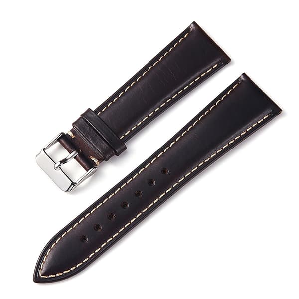 Läderarmband i Klassisk Design Mörkröd 22mm