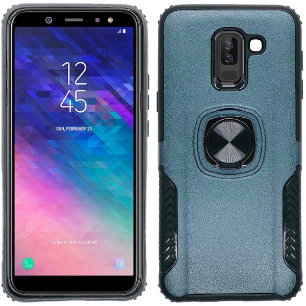 Samsung A6 Plus - Praktiskt Skal med Ringhållare (LEMAN) Röd