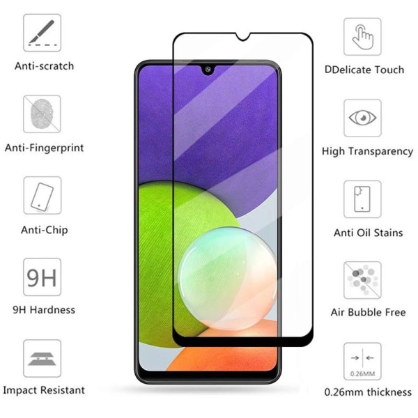2.5D HD 0,3mm Skärmskydd Samsung Galaxy A22 4G Svart