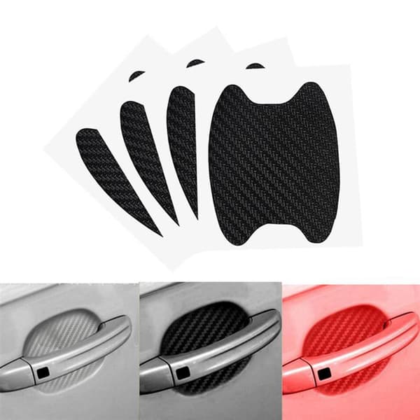 4-Pack Dörrhandtags Fördjupnings Karbonfiber Skydd Silver