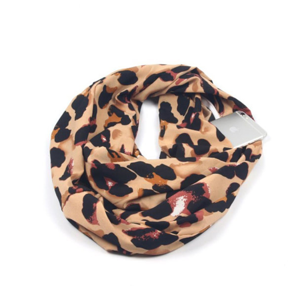 Bekväm Tunn Ringhalsduk Khaki Leopard