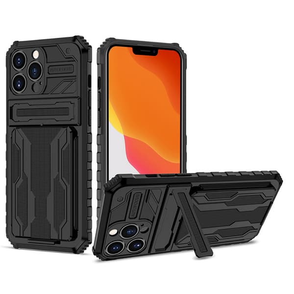 iPhone 14 Plus - Skyddsskal med GÖMD Korthållare Svart