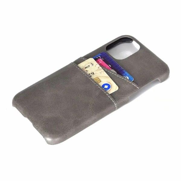 iPhone 15 - Slimmat PU-läderfodral med 2-kortfack grå