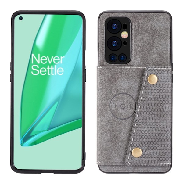 OnePlus 9 Pro - Retro Leman Skal med Korthållare! Grå