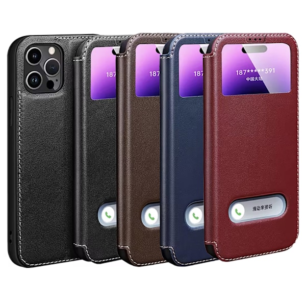 iPhone 16 Pro - Elegant läderskal med perfekt skydd! Röd