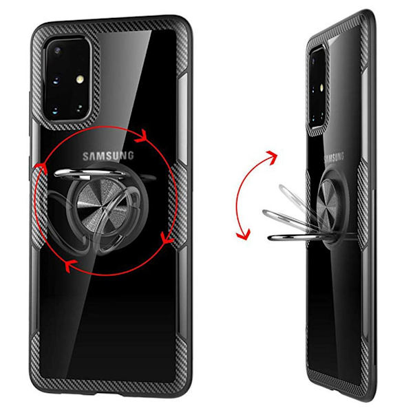 Samsung Galaxy A51 - Skyddsskal med Ringhållare Svart/Silver