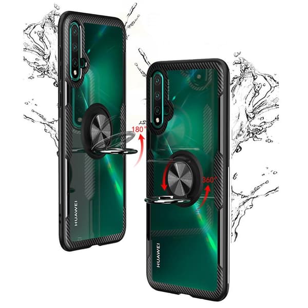 Huawei Nova 5T - Stilrent Skal med Ringhållare Röd