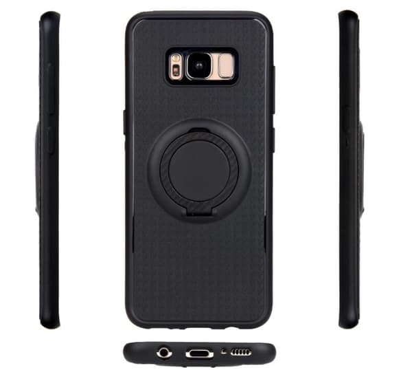 Galaxy S7 - Carbon Silikonskal med Ringhållare FLOVEME Roséguld