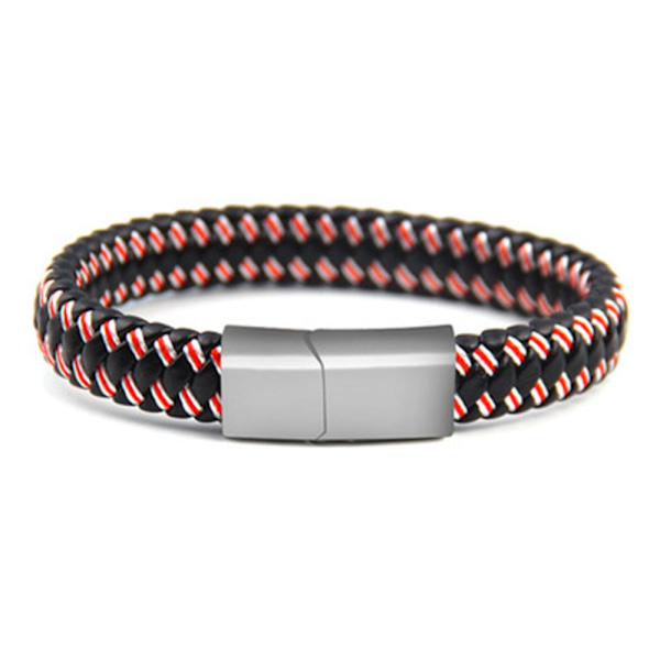 Flerfärgat Flätat Armband Blå-Röd