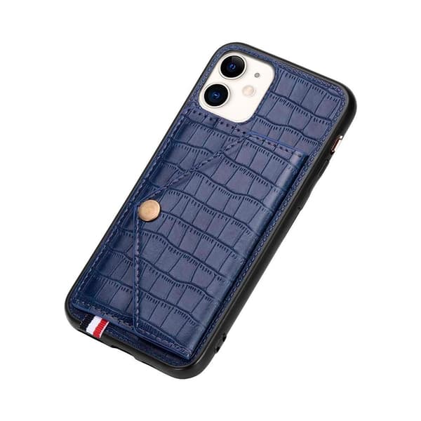 iPhone 11 - Stilfuldt krokodillecover med kortrum Blå