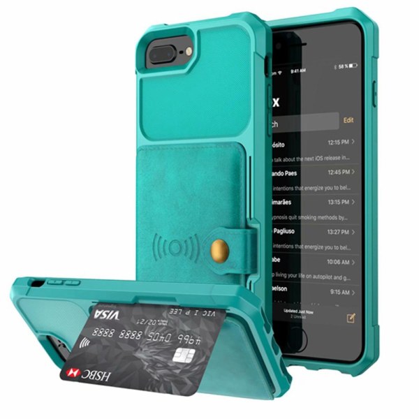 iPhone 7 Plus - Käytännöllinen kansi korttilokerolla Grön