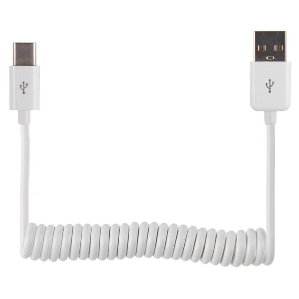 USB till Type-C Fjäder Laddningskabel Vit
